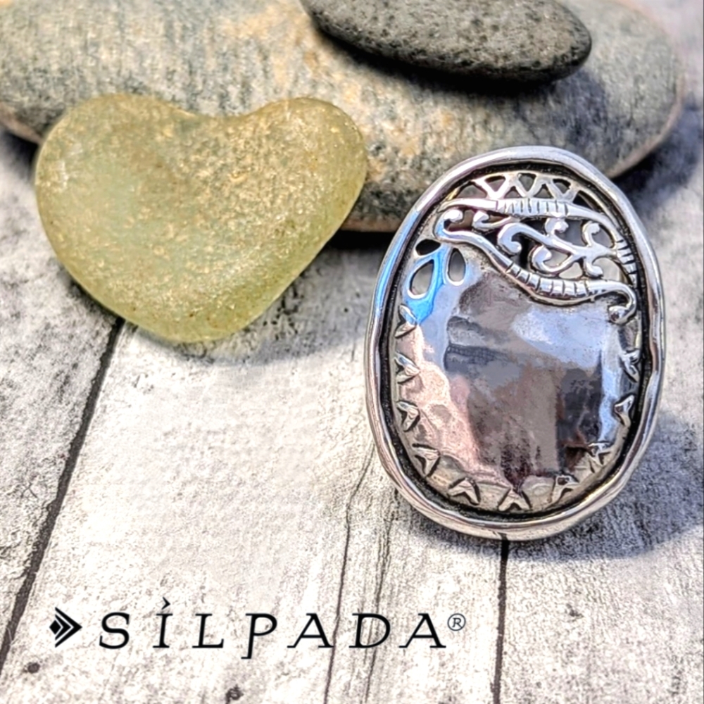Silpada Retired Reflection Sterling Silver .925 Oxidized Statement Ring